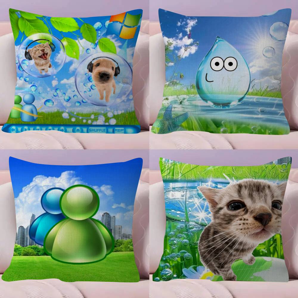 Home Art Textiles - ปลอกหมอนอิง Frutiger Aero Art ลายการ์ตูน ของขวัญ