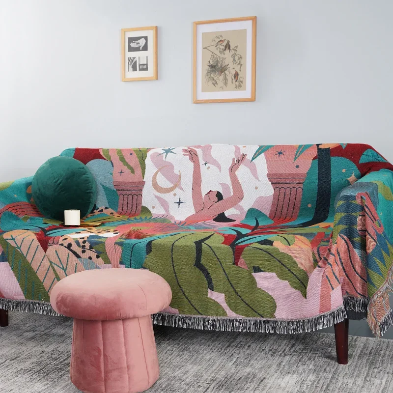 Home Textiles Trends - สิ่งทอ City Forest Dancer โยนผ้าห่มโซฟาสองด้านแนวโน้มพู่ป่าใบ Ins