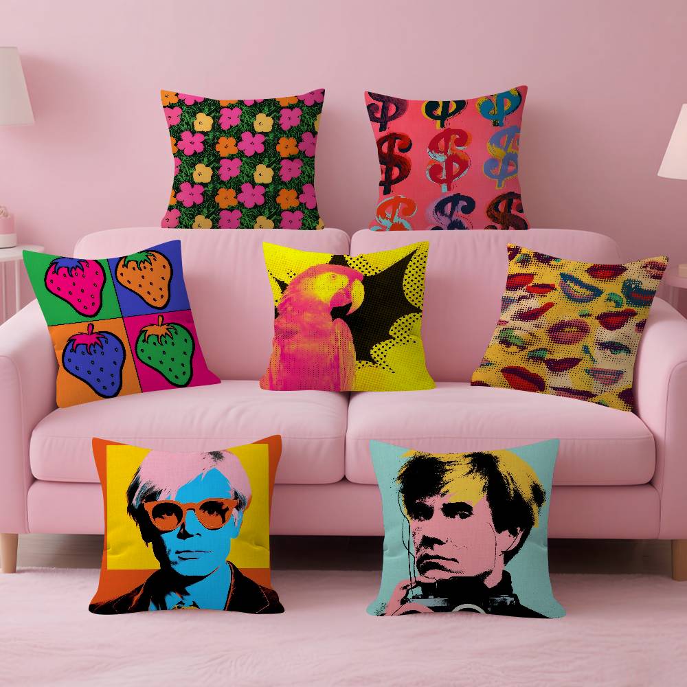 Home Art Textiles - A-Andy W-Warhol Art ปลอกหมอนอิงสำหรับรถยนต์ ปลอกหมอนสำหรับโซฟา ของขวัญคริสต์มาส