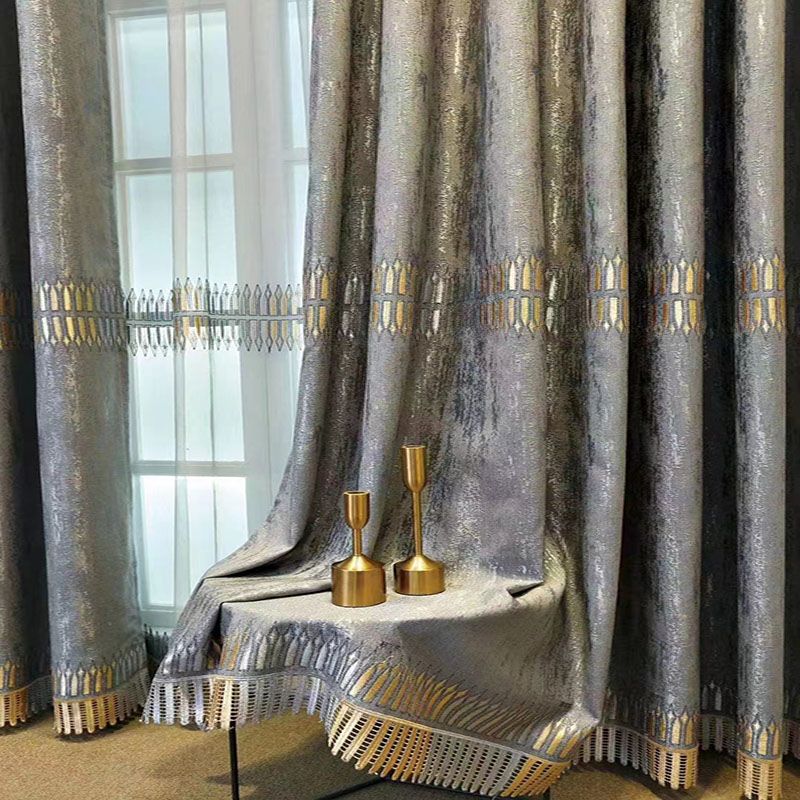 Home Textiles Luxury Curtains - ผ้าม่านกันแสงปักลายหรูหรา สไตล์มินิมอลทันสมัย สำหรับตกแต่งบ้าน วิลล่า ห้องนั่งเล่น ห้องนอน