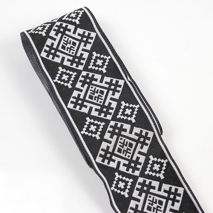 Home Textiles India - 5หลาม้งเย็บปักถักร้อย Jacquard ทอ Webbing ลูกไม้ Trim