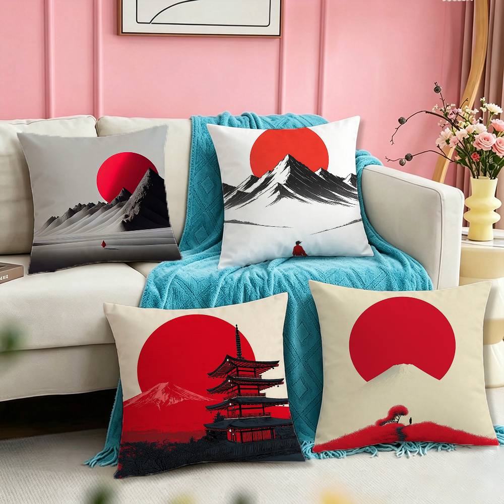 Home Art Textiles - S-Surreal art Woman with Mt Fuji