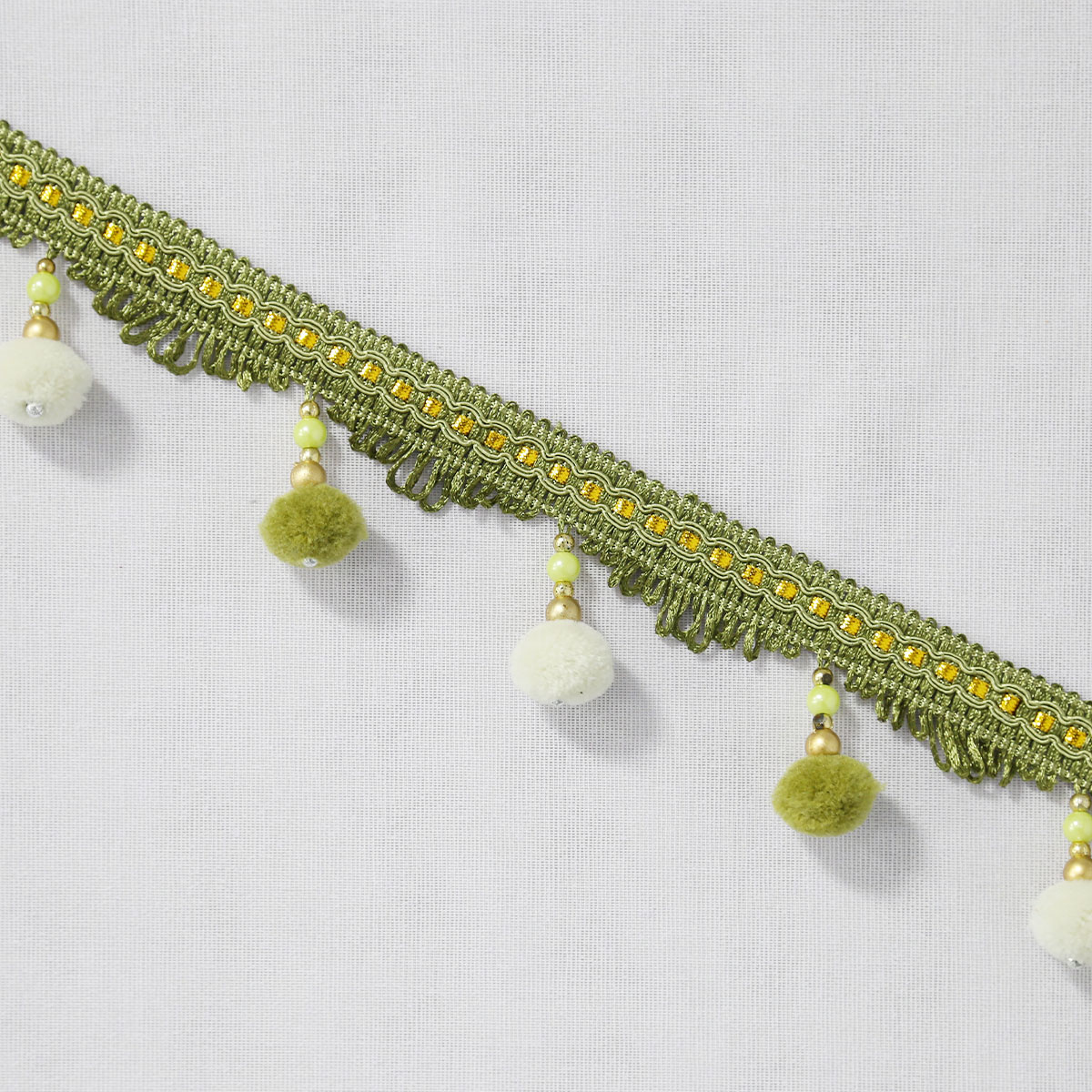 Home Textiles Luxury Curtains - พู่ห้อยประดับม่าน 2 เมตร พร้อมลูกปัด, ริบบิ้นลูกไม้ 3