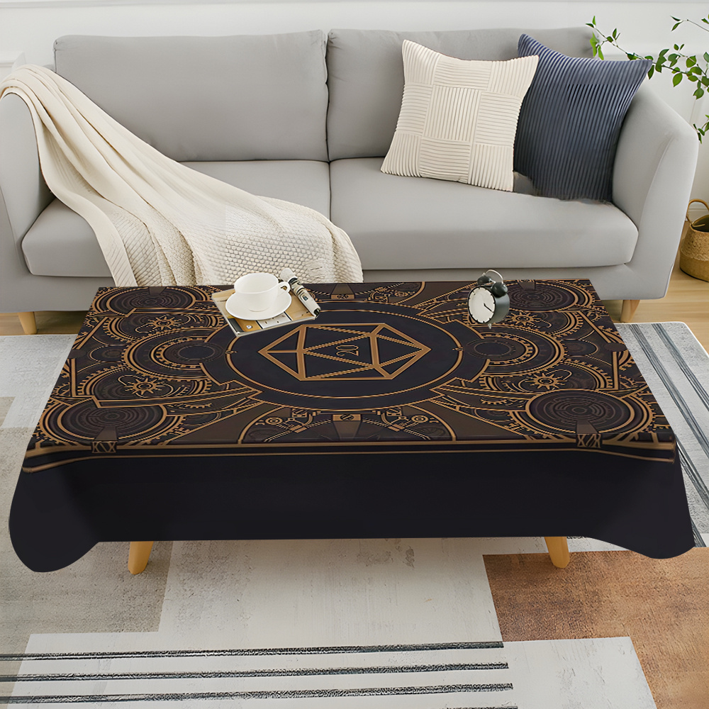 Home Textiles Usa - ผ้าปูโต๊ะลายเกียร์สีดำสีทองสไตล์สตีมพังค์ - ผ้าคลุมโต๊ะโพลีเอสเตอร์ทรงสี่เหลี่ยมสำหรับห้องรับประทานอาหาร งานปาร์ตี้ ตกแต่งบ้าน