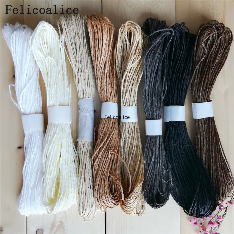 Home Art Textiles - 1ชิ้น/ล็อต30เมตรราฟีเชือกกระดาษสีคู่สติกเกอร์เชือกกระดาษทอมือแบบทำมือวัสดุศิลปะสำหรับเด็กอนุบาล
