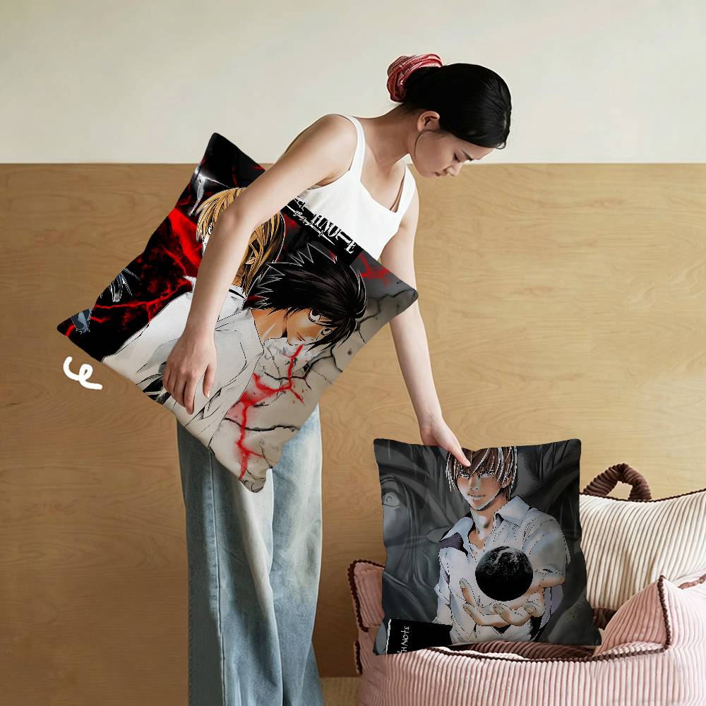 Hot Home Of Textiles - ปลอกหมอนอนิเมะเดธโน้ตสุดฮิตสำหรับห้องนอนและห้องนั่งเล่น ปลอกหมอนอิงตกแต่งโซฟา