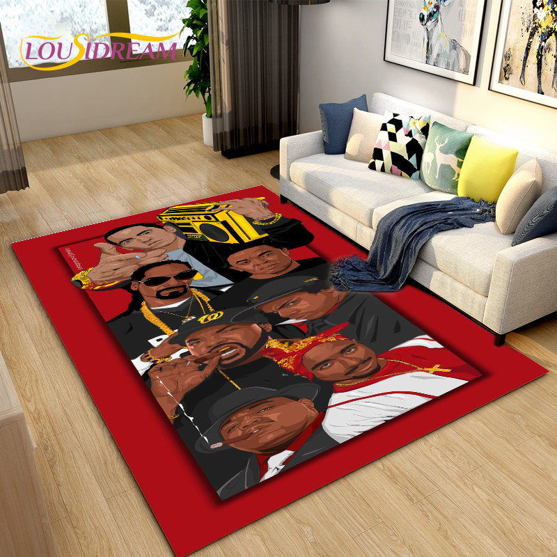 Home Art Textiles - พรมปูพื้นสไตล์ฮิปฮอปอาร์ตแร็ปเปอร์สำหรับตกแต่งห้องรับแขกห้องนอนพรมเช็ดเท้าเสื่อปูพื้นกันลื่นสำหรับเด็ก