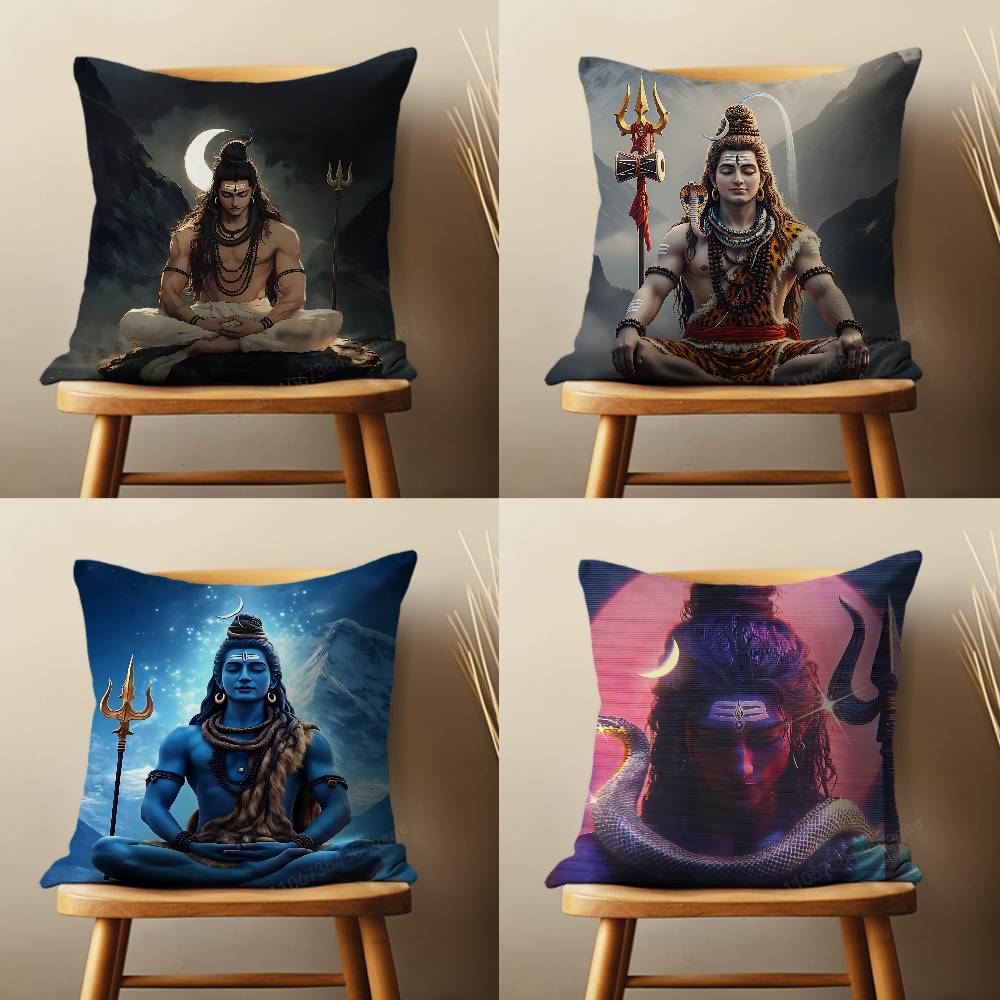 Home Textiles India - ปลอกหมอนอิงลายศิลปะอินเดีย พระศิวะ เหมาะสำหรับตกแต่งห้องนั่งเล่น โซฟา หรือใช้เป็นผ้าคลุมป้องกัน