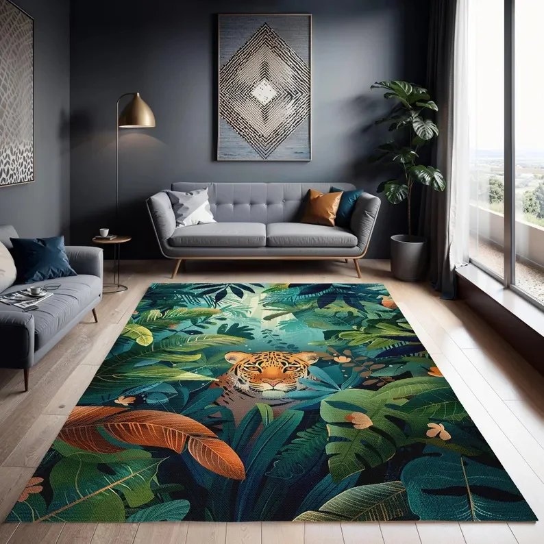 Home Art Textiles - Tiger เด็กพรมป่า Tropical Vibe Art Deco