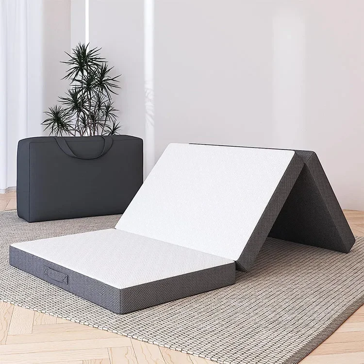 Memory Foam Topper - ที่นอนพับได้แบบพกพา ปี 2026 พร้อมแผ่นรองเมมโมรี่โฟมแบบสามตอน ปลอกหุ้มซักได้ ฐานกันลื่น