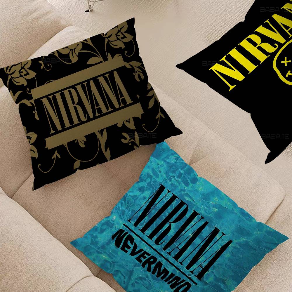 Hot Home Of Textiles - ปลอกหมอนอิงลายวงดนตรี Hot N-Nirvanas สำหรับตกแต่งห้องนั่งเล่น โซฟา และบ้าน
