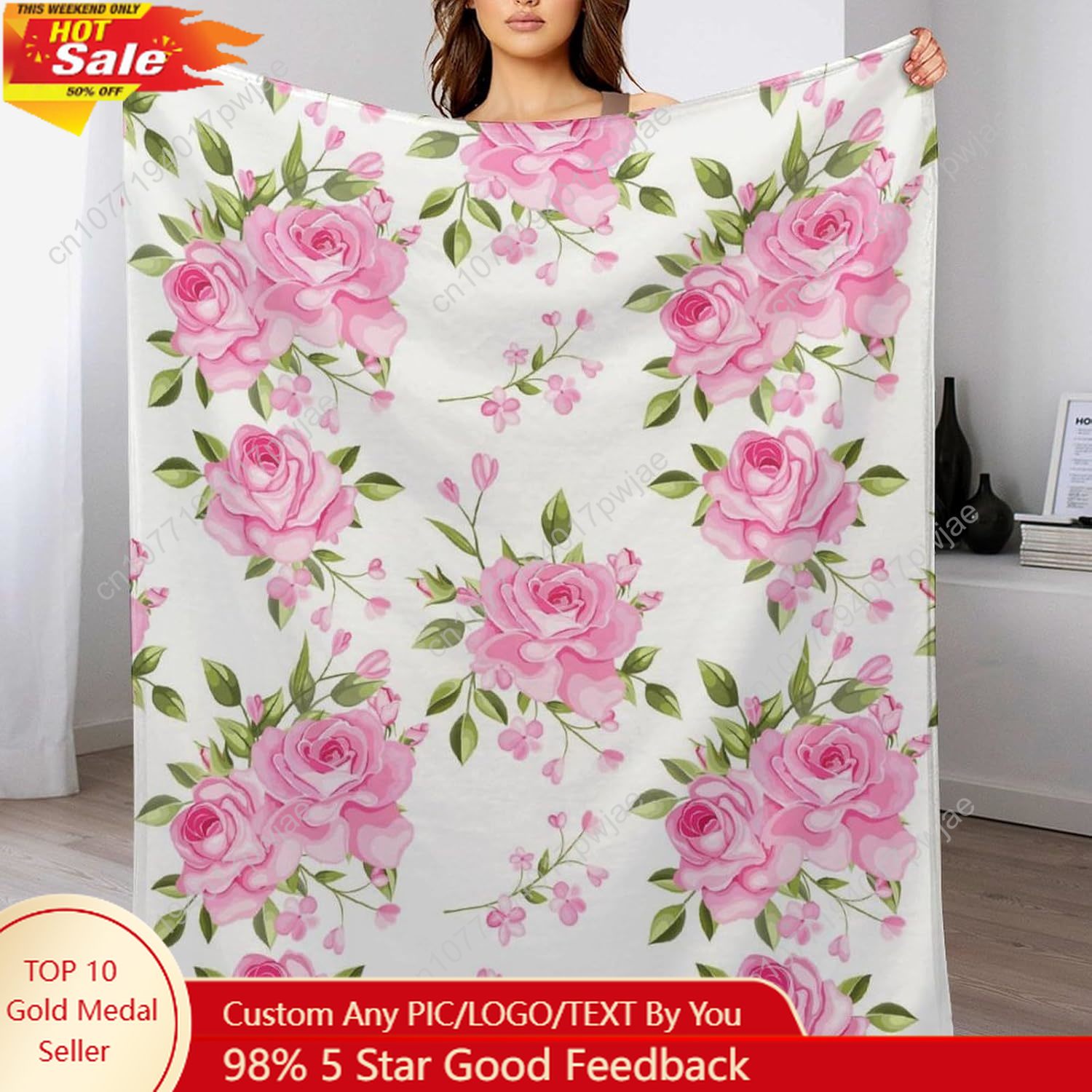 ผ้าห่มลายดอกไม้สีชมพู ของขวัญต - Home Textiles Blanket บทวิจารณ์และราคา