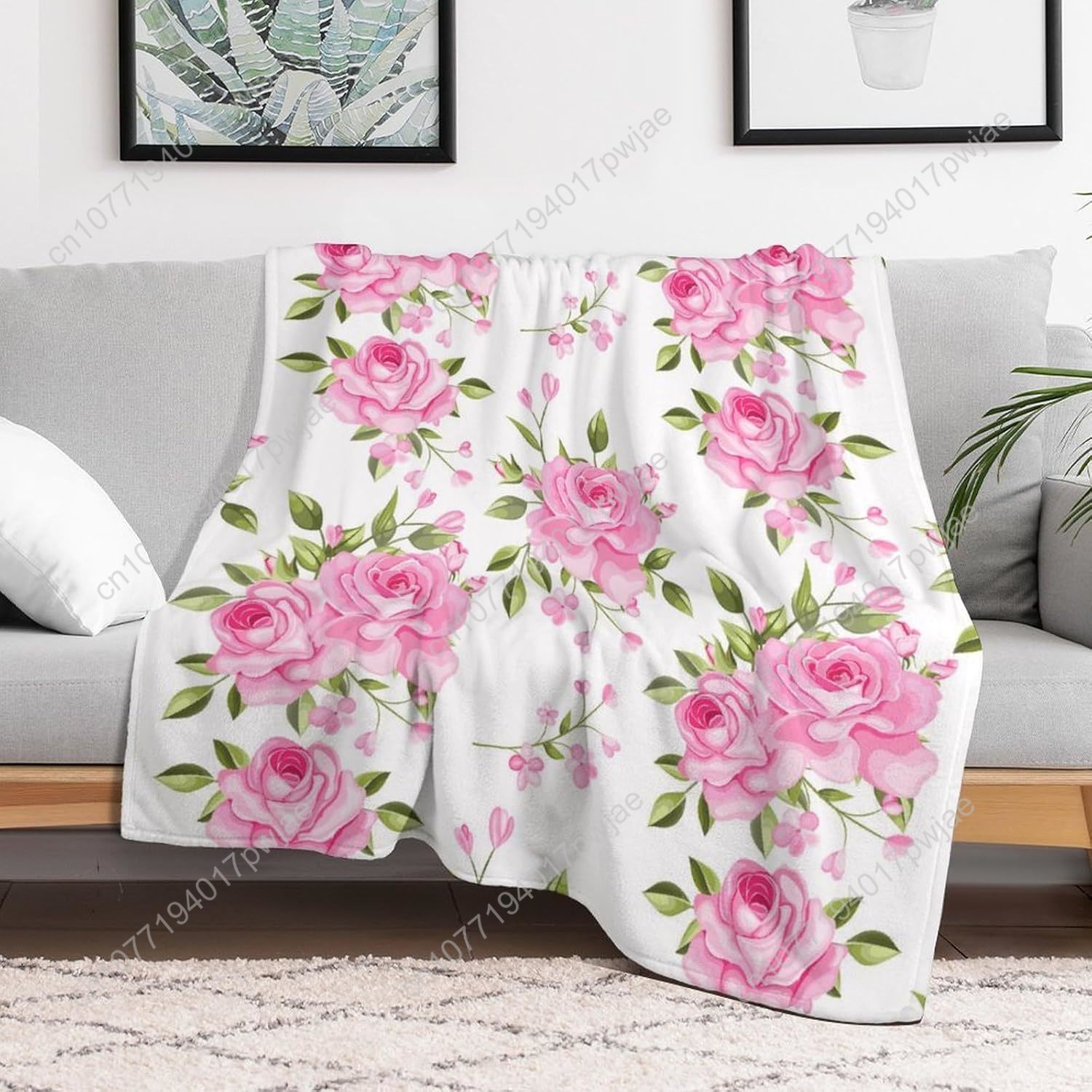 ผ้าห่มลายดอกไม้สีชมพู ของขวัญต - Home Textiles Blanket บทวิจารณ์และราคา