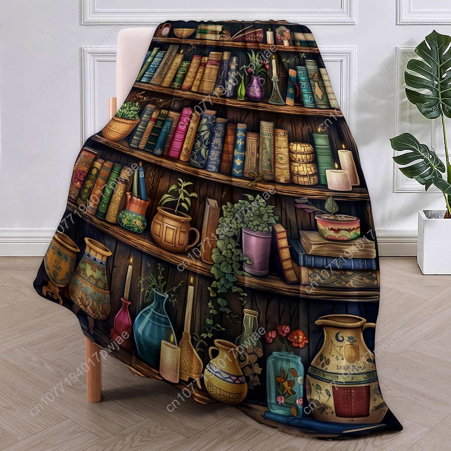 ผ้าห่มลายชั้นวางหนังสือวินเทจ  - Home Textiles Blanket บทวิจารณ์และราคา