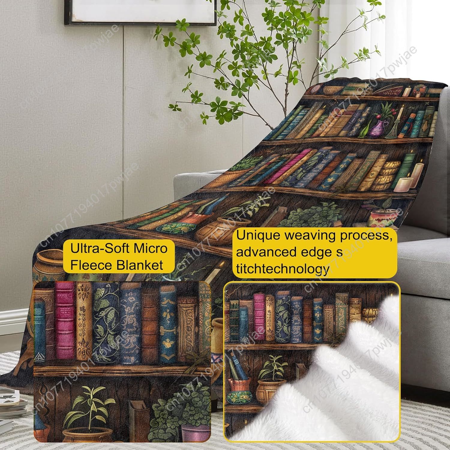 ผ้าห่มลายชั้นวางหนังสือวินเทจ  - Home Textiles Blanket บทวิจารณ์และราคา