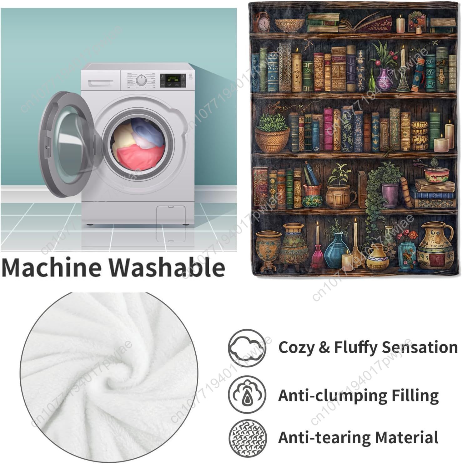 ผ้าห่มลายชั้นวางหนังสือวินเทจ  - Home Textiles Blanket บทวิจารณ์และราคา