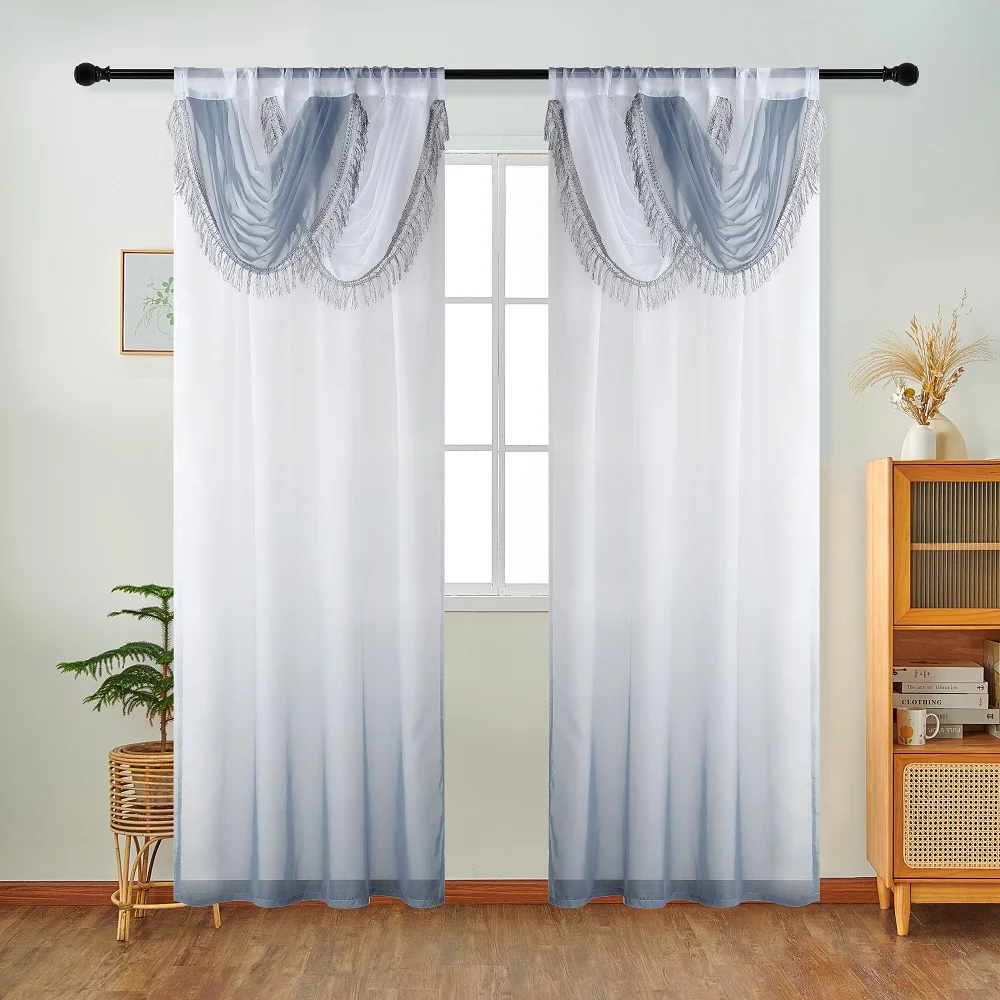 NAPEARL สีฟ้าผ้าม่านหัว Wave ผ - Home Textiles Luxury Curtains บทวิจารณ์และราคา