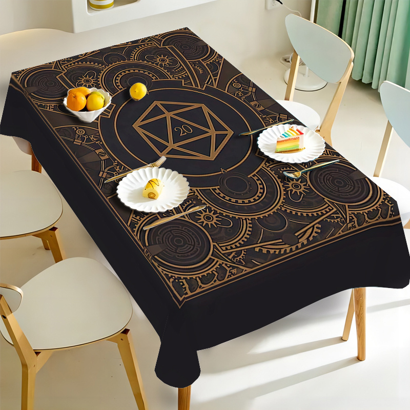 ผ้าปูโต๊ะลายเกียร์สีดำสีทองสไต - Home Textiles Usa บทวิจารณ์และราคา