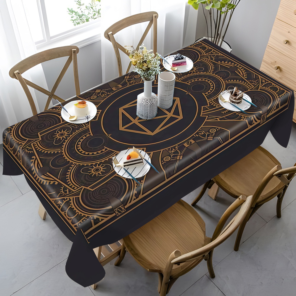 ผ้าปูโต๊ะลายเกียร์สีดำสีทองสไต - Home Textiles Usa บทวิจารณ์และราคา