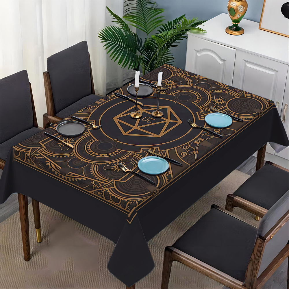 ผ้าปูโต๊ะลายเกียร์สีดำสีทองสไต - Home Textiles Usa บทวิจารณ์และราคา