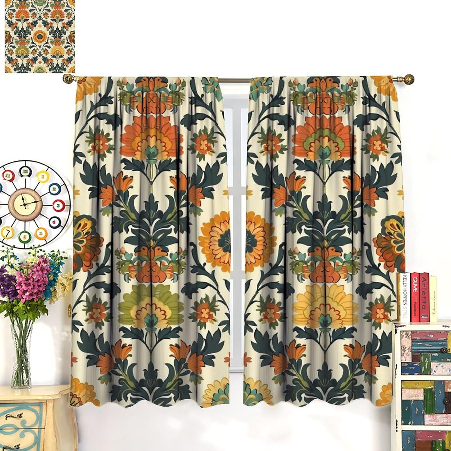 ผ้าม่านพิมพ์ลายดอกไม้หรูหรา ผ้ - Home Textiles Luxury Curtains บทวิจารณ์และราคา