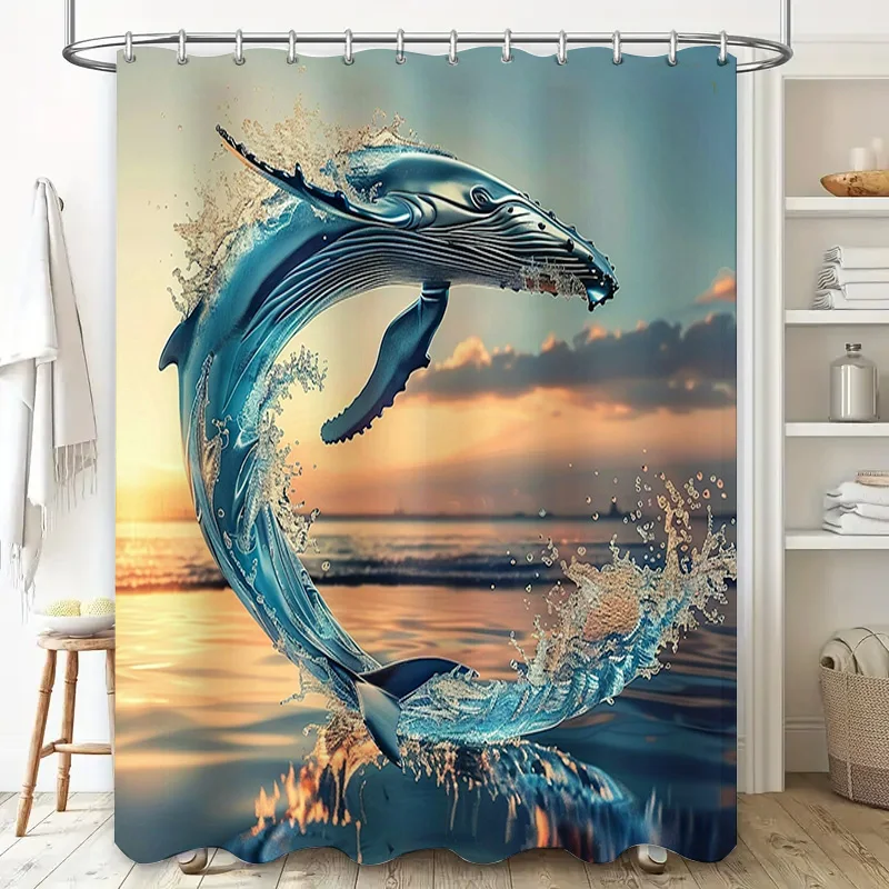 ปลาวาฬสีฟ้าพิมพ์ผ้าม่านกันน้ํา - Home Textiles Luxury Curtains บทวิจารณ์และราคา