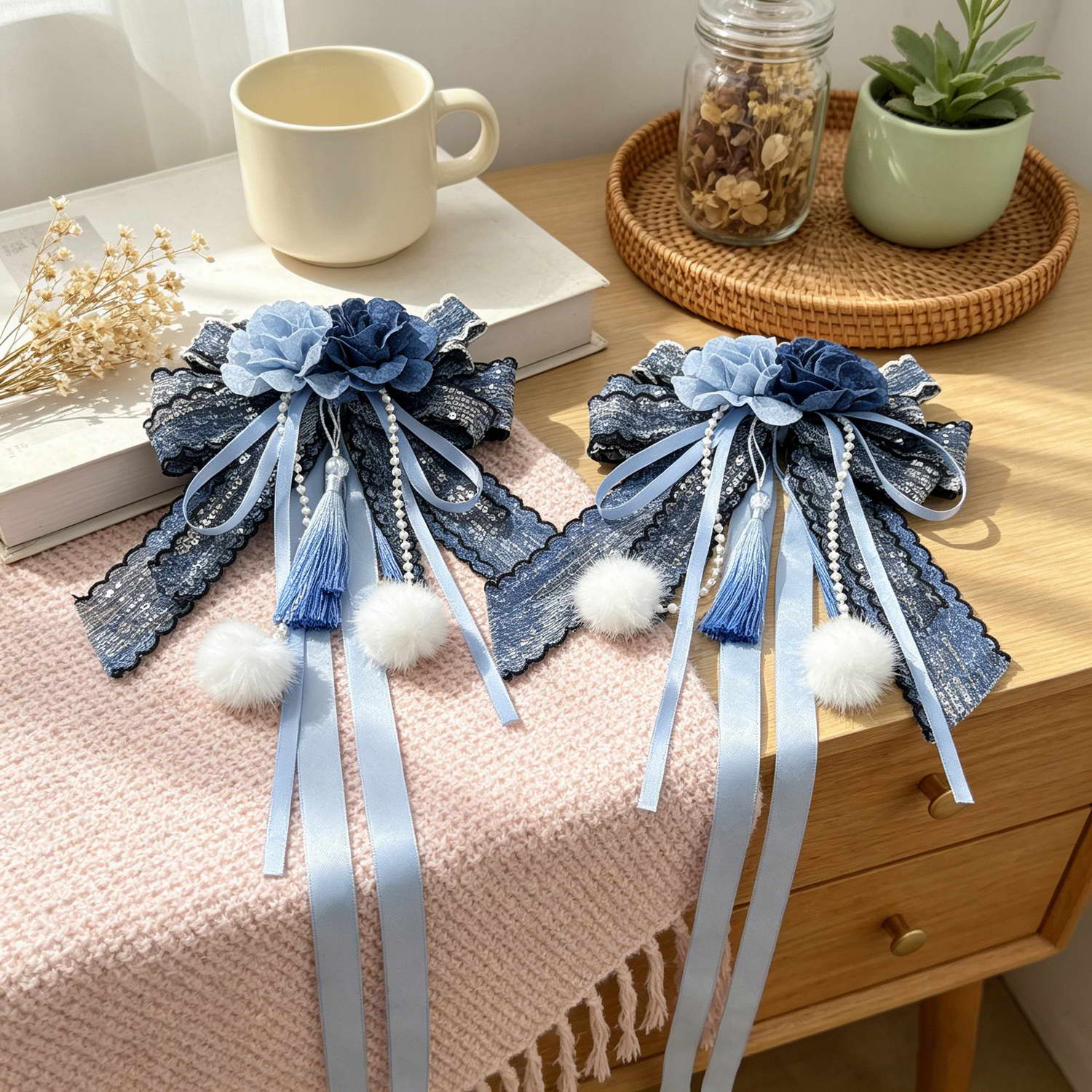 ผ้าม่านรัดม่านลายดอกไม้สีน้ำเง - Home Textiles Luxury Curtains บทวิจารณ์และราคา