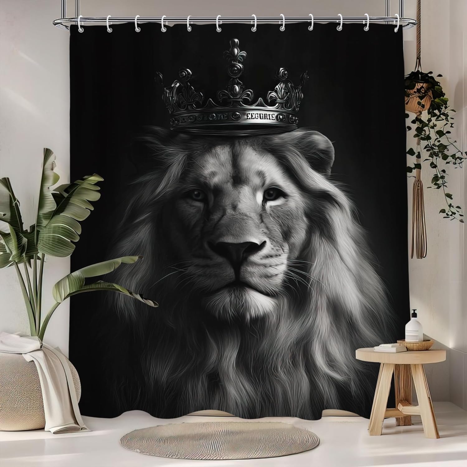 ม่านอาบน้ำลายมงกุฎราชาสิงโตอัน - Home Textiles Luxury Curtains บทวิจารณ์และราคา
