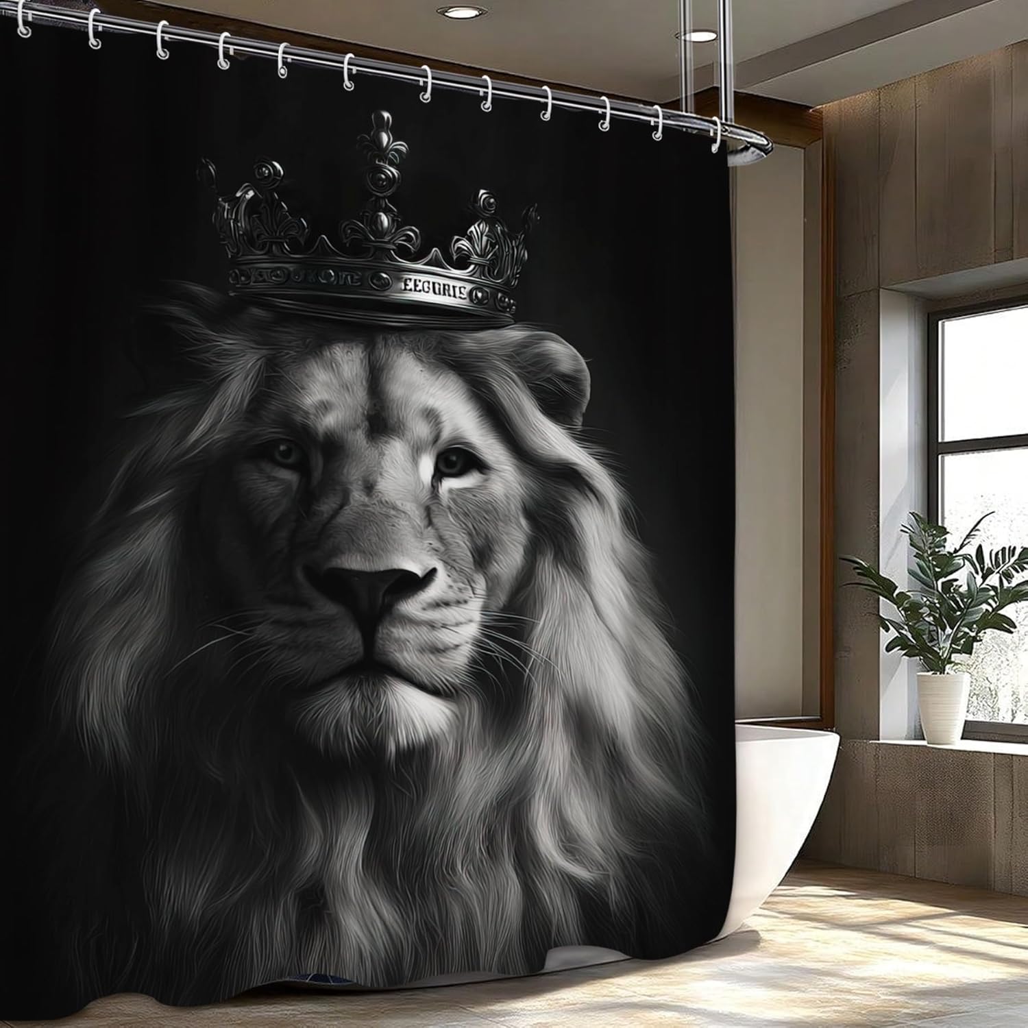 ม่านอาบน้ำลายมงกุฎราชาสิงโตอัน - Home Textiles Luxury Curtains บทวิจารณ์และราคา