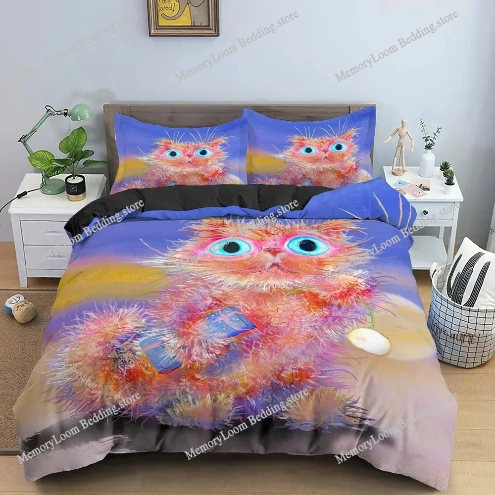 ชุดเครื่องนอนลายการ์ตูนแมวสีน้ - Home Textiles Trends บทวิจารณ์และราคา