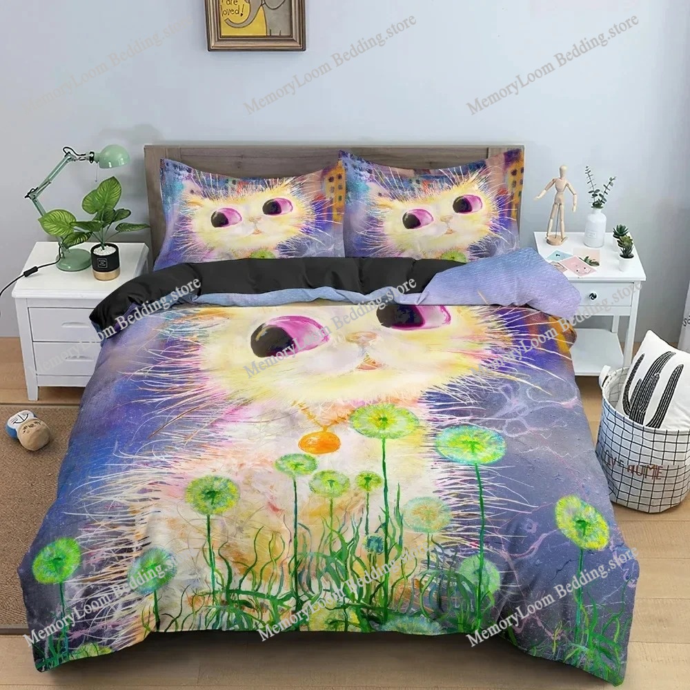 ชุดเครื่องนอนลายการ์ตูนแมวสีน้ - Home Textiles Trends บทวิจารณ์และราคา