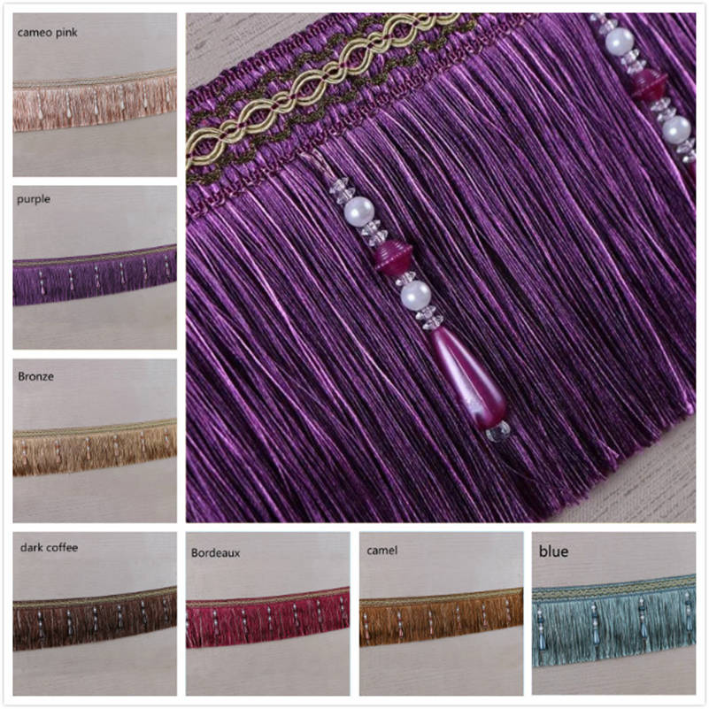 หรูหราประณีตลูกปัดTrim Fringe  - Home Textiles Luxury Curtains บทวิจารณ์และราคา