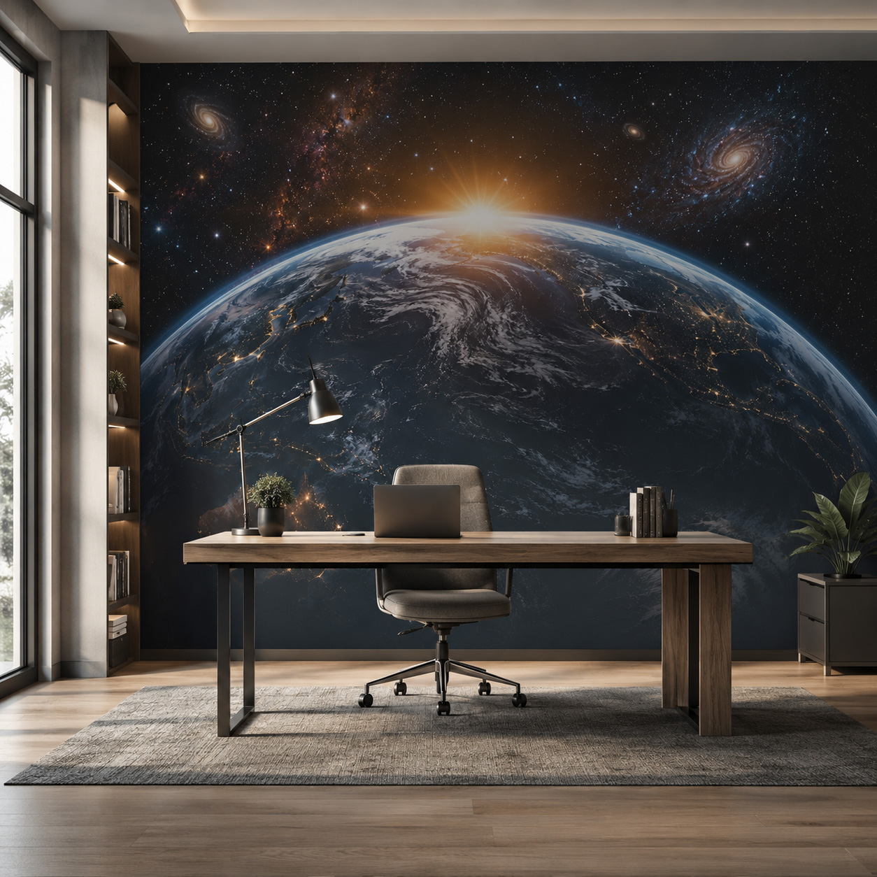 วอลเปเปอร์ภาพวิวโลกยามเช้าแบบ  - Sunrise Home Textiles & Apparel บทวิจารณ์และราคา